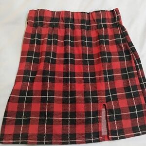 Streetwear Society Plaid Red and Black Skirt